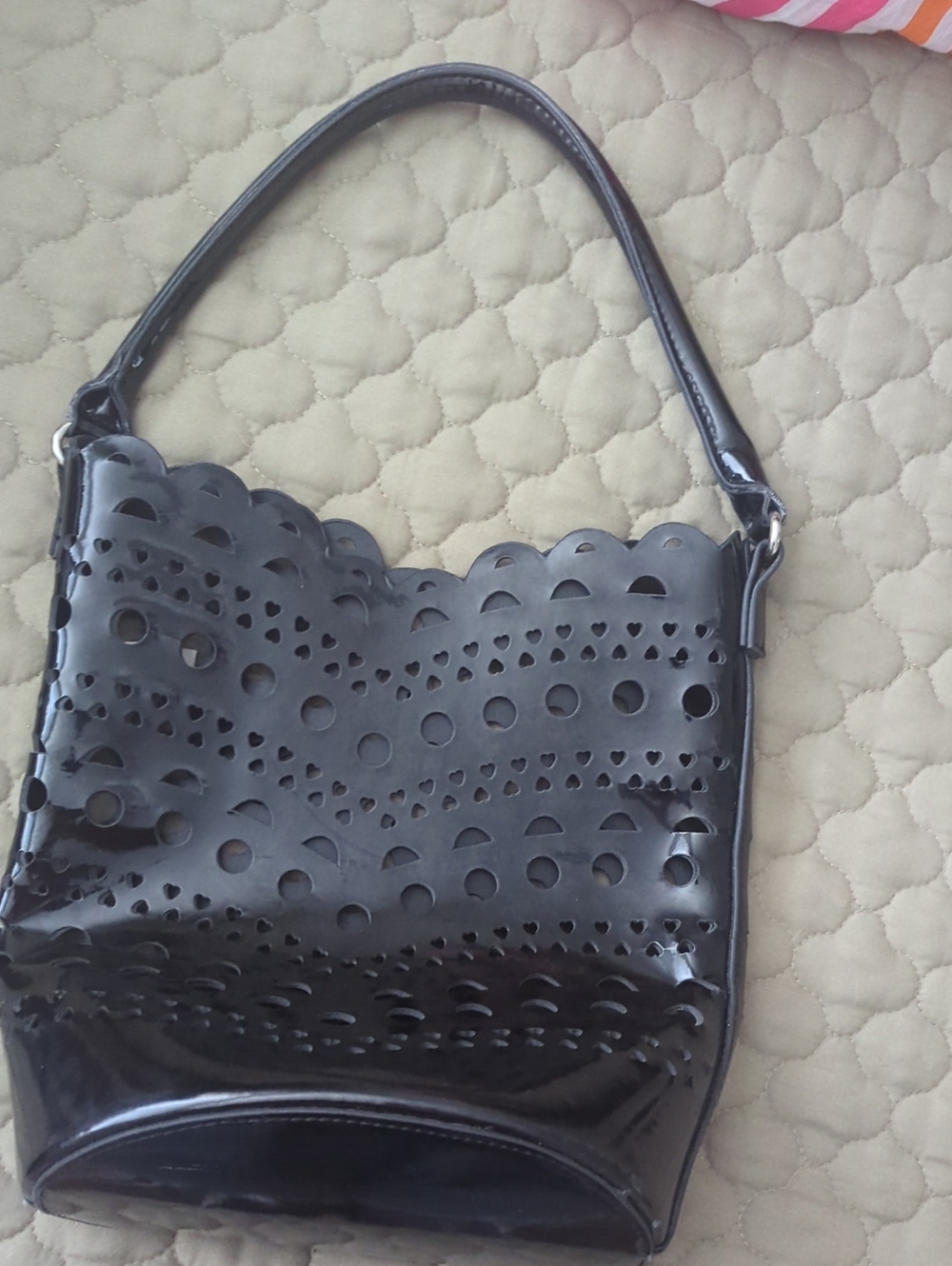 Black Laser-Cut Shoulder Bag